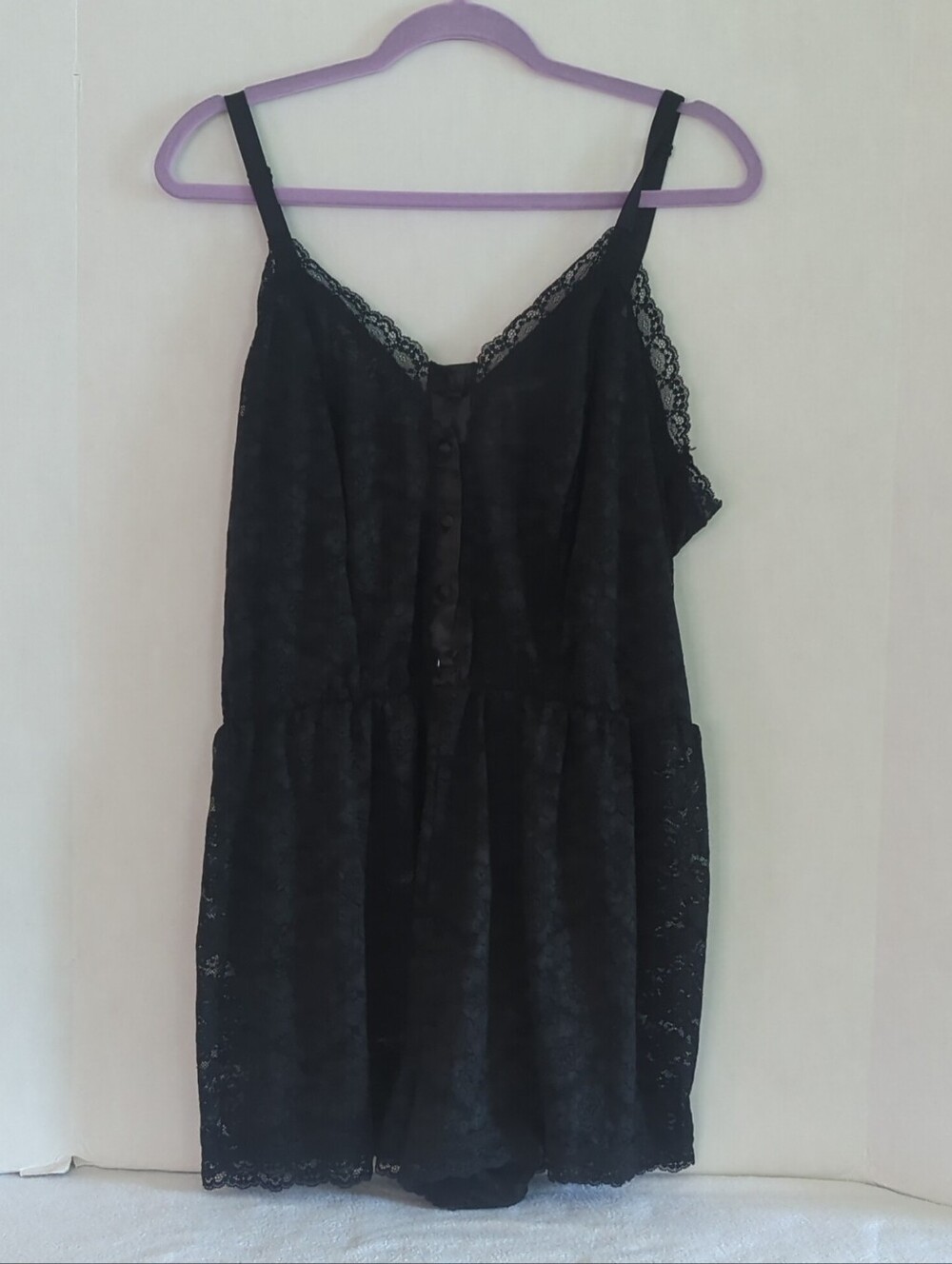 Torrid Curve Black Lace Romper Button Yolk Adjustable Spaghetti Straps Size 2X